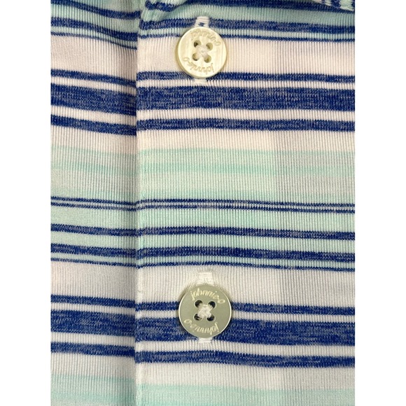 Johnnie-O EUC Polo Shirt Men's XL Blue Green Striped Dutton JMPO5110 Cay color - Picture 5 of 11